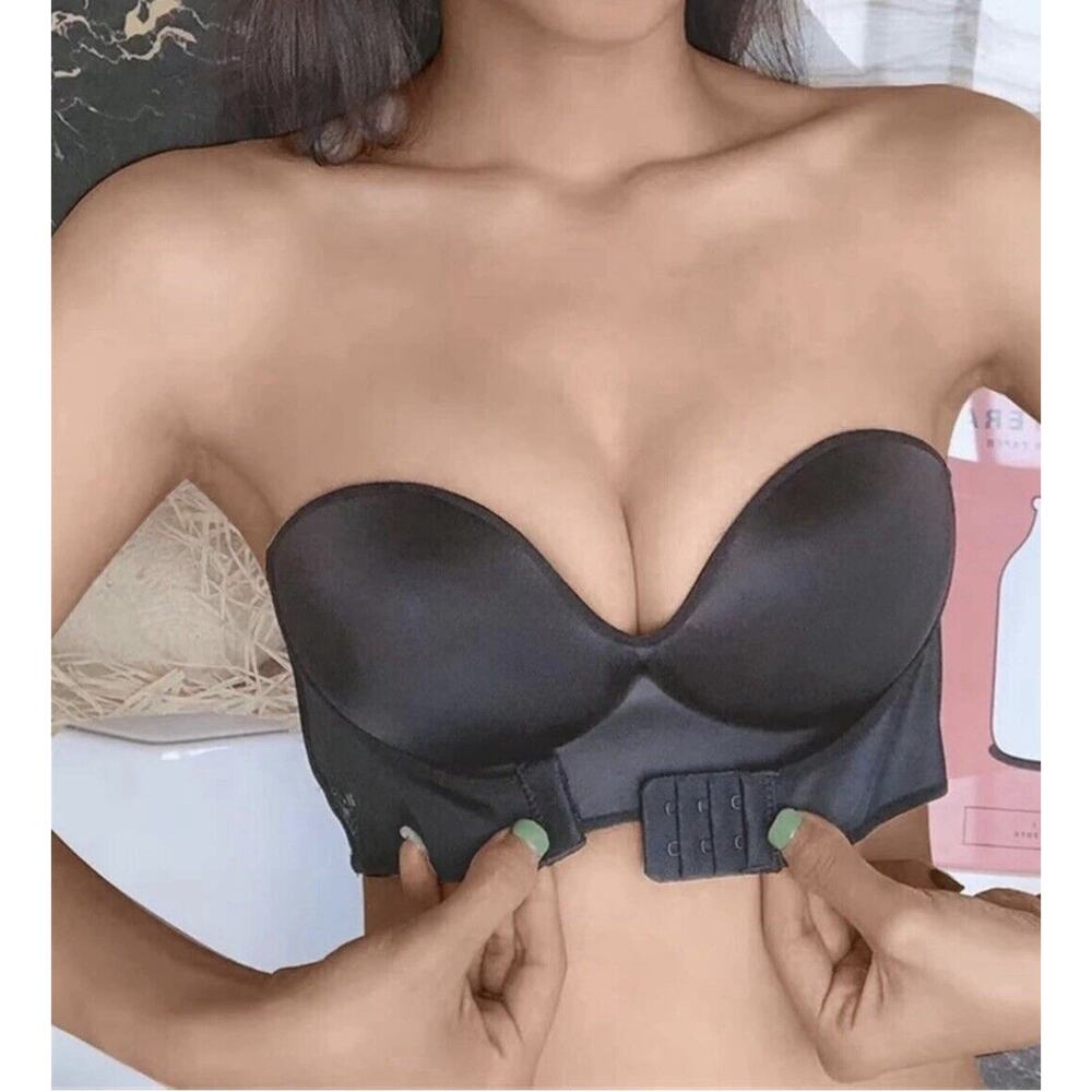 Front Closure Sexy Push Up Strapless Black Bra 32D (MSRP $79)